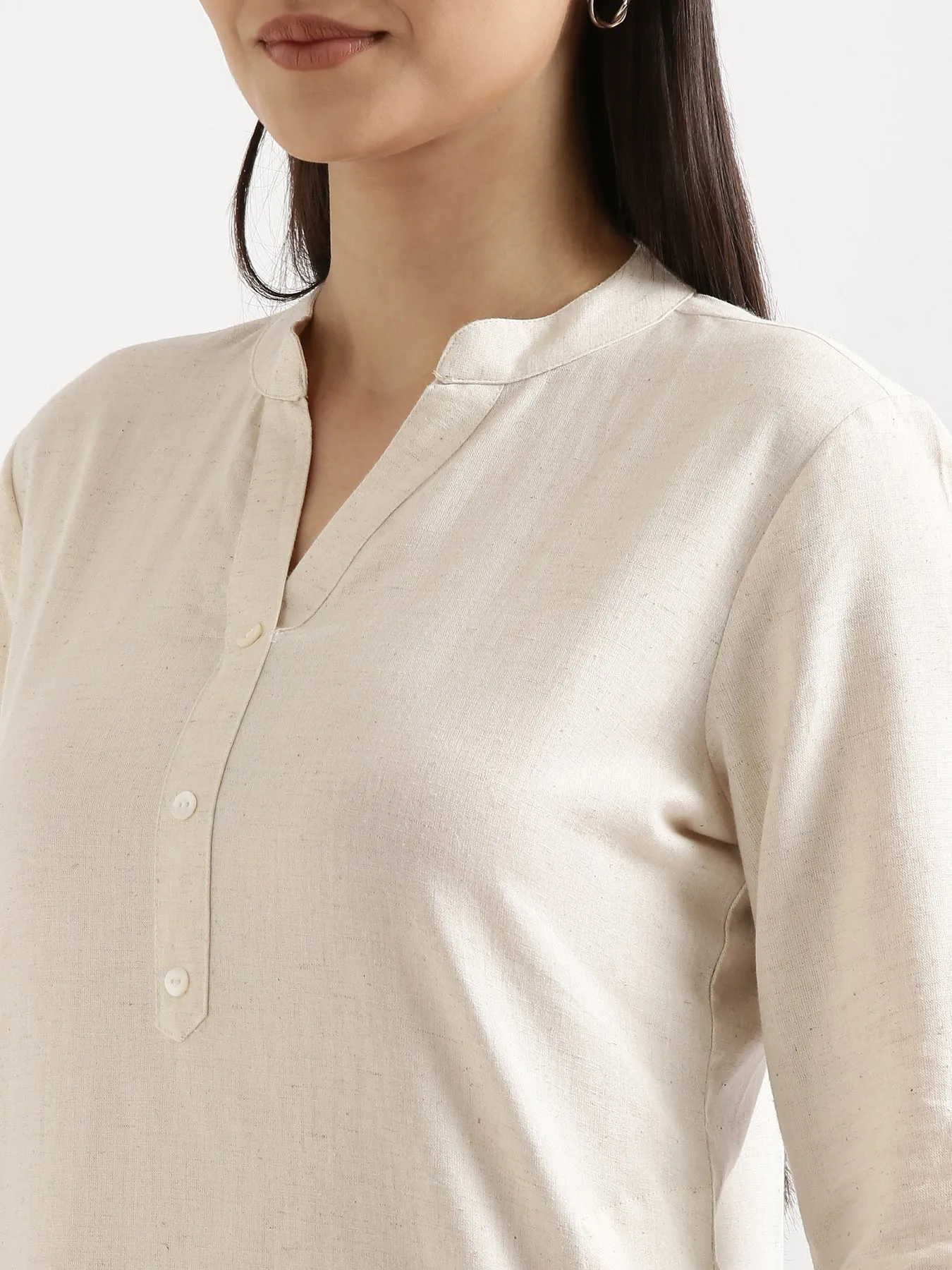 Ecru Airy Linen Long Kurta