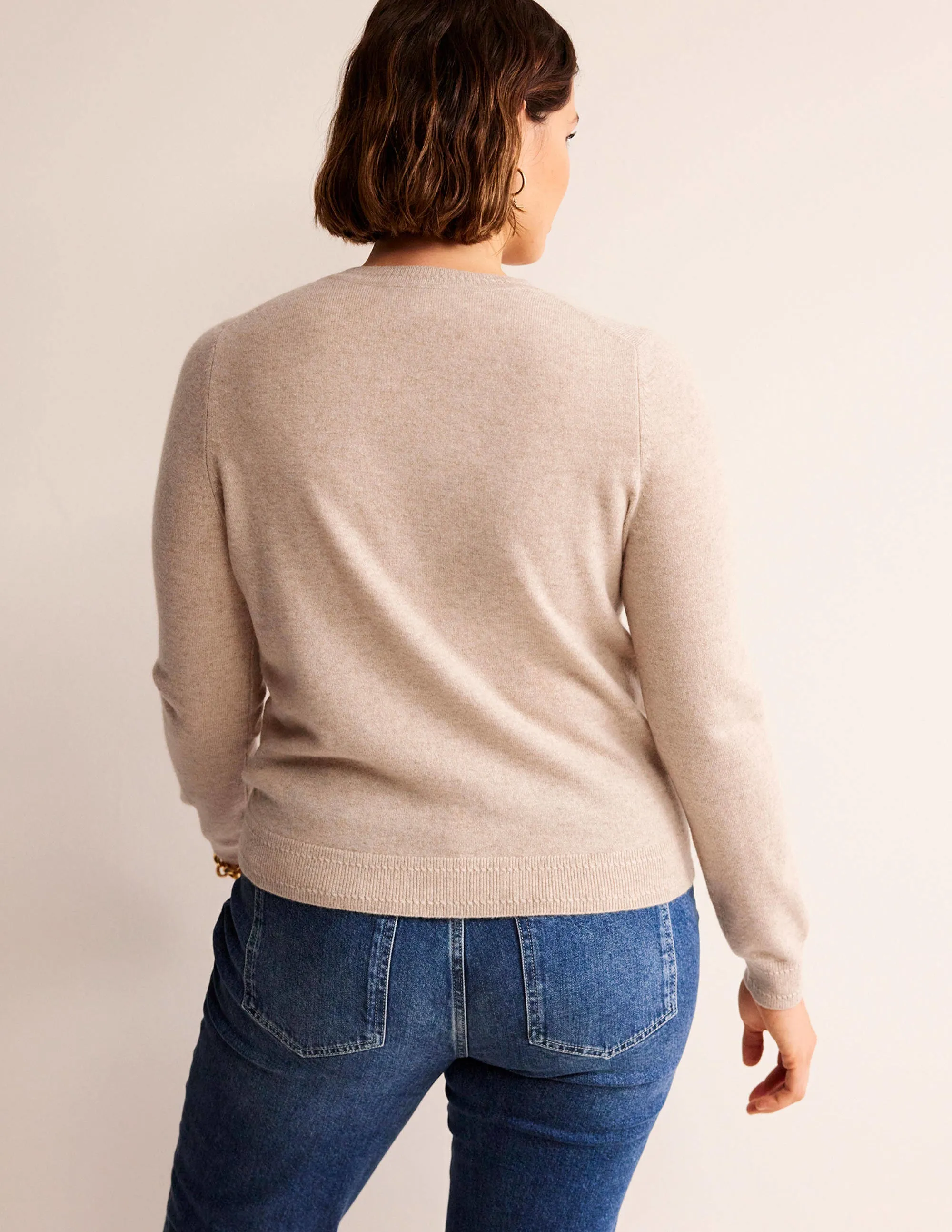 Eva Cashmere Crew Neck Jumper-Chinchilla Melange