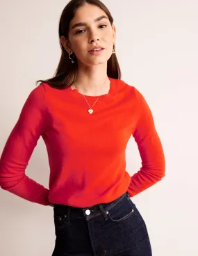 Eva Cashmere Crew Neck Jumper-Fiesta Orange