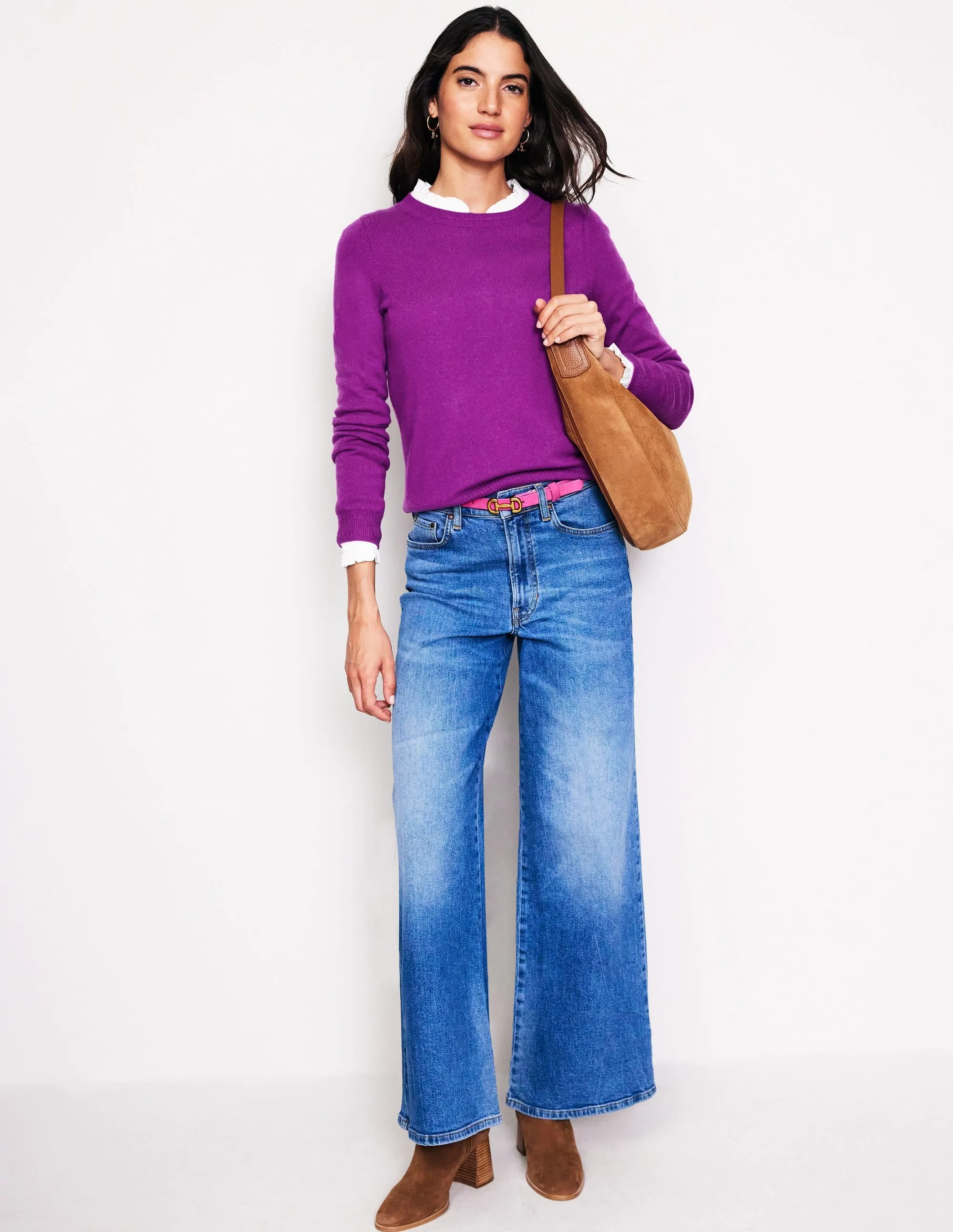 Eva Cashmere Crew Neck Jumper-Regal Purple