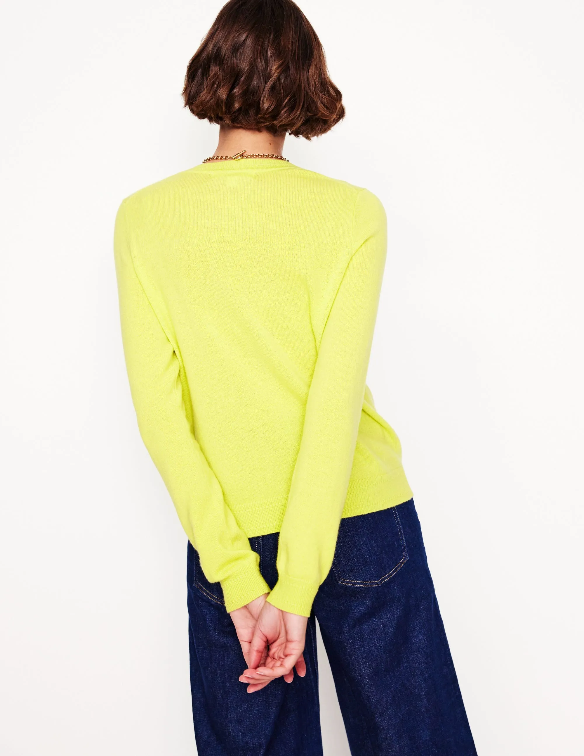 Eva Cashmere Crew Neck Jumper-Soda Yellow