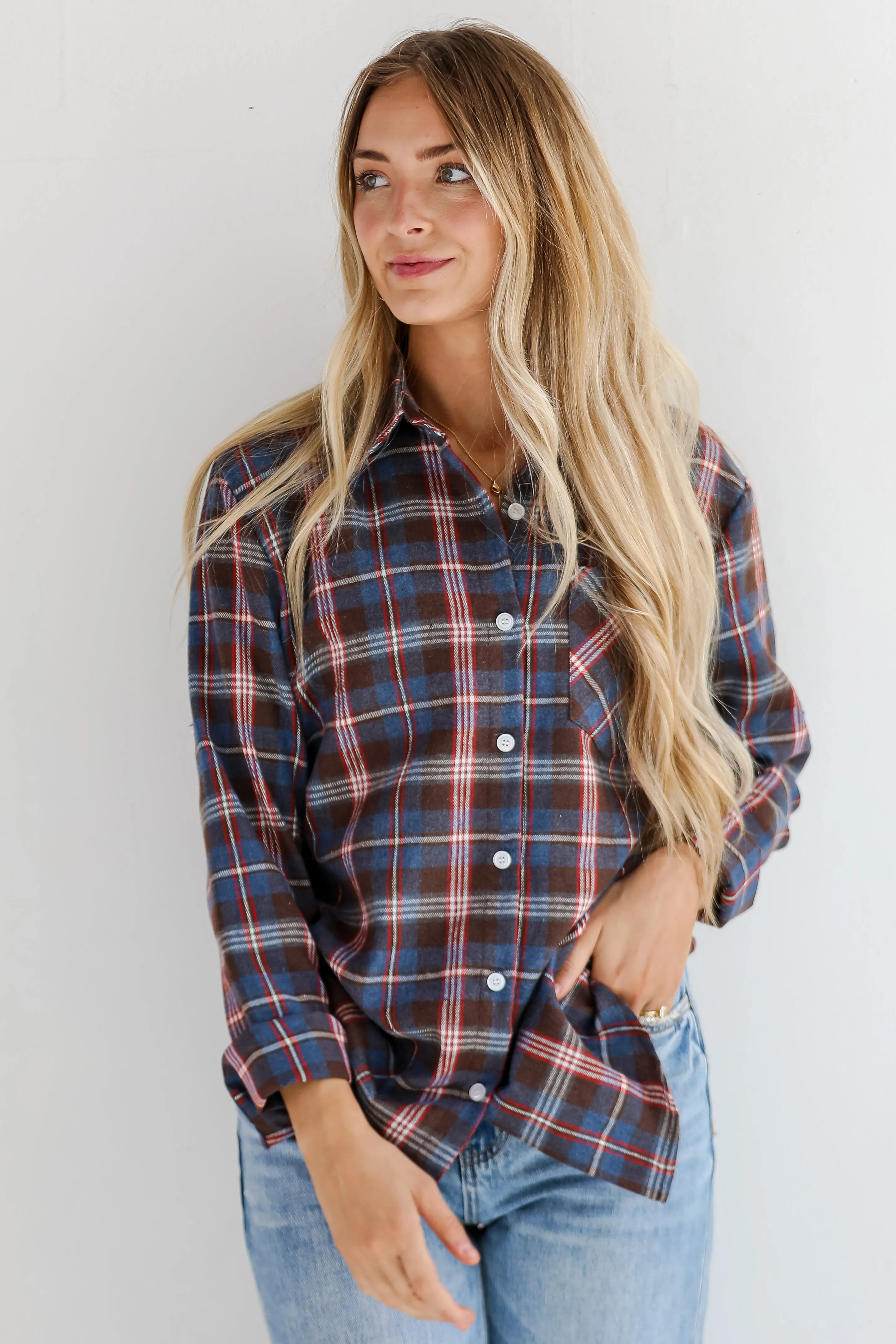 FINAL SALE - Trendy Era Navy Plaid Flannel