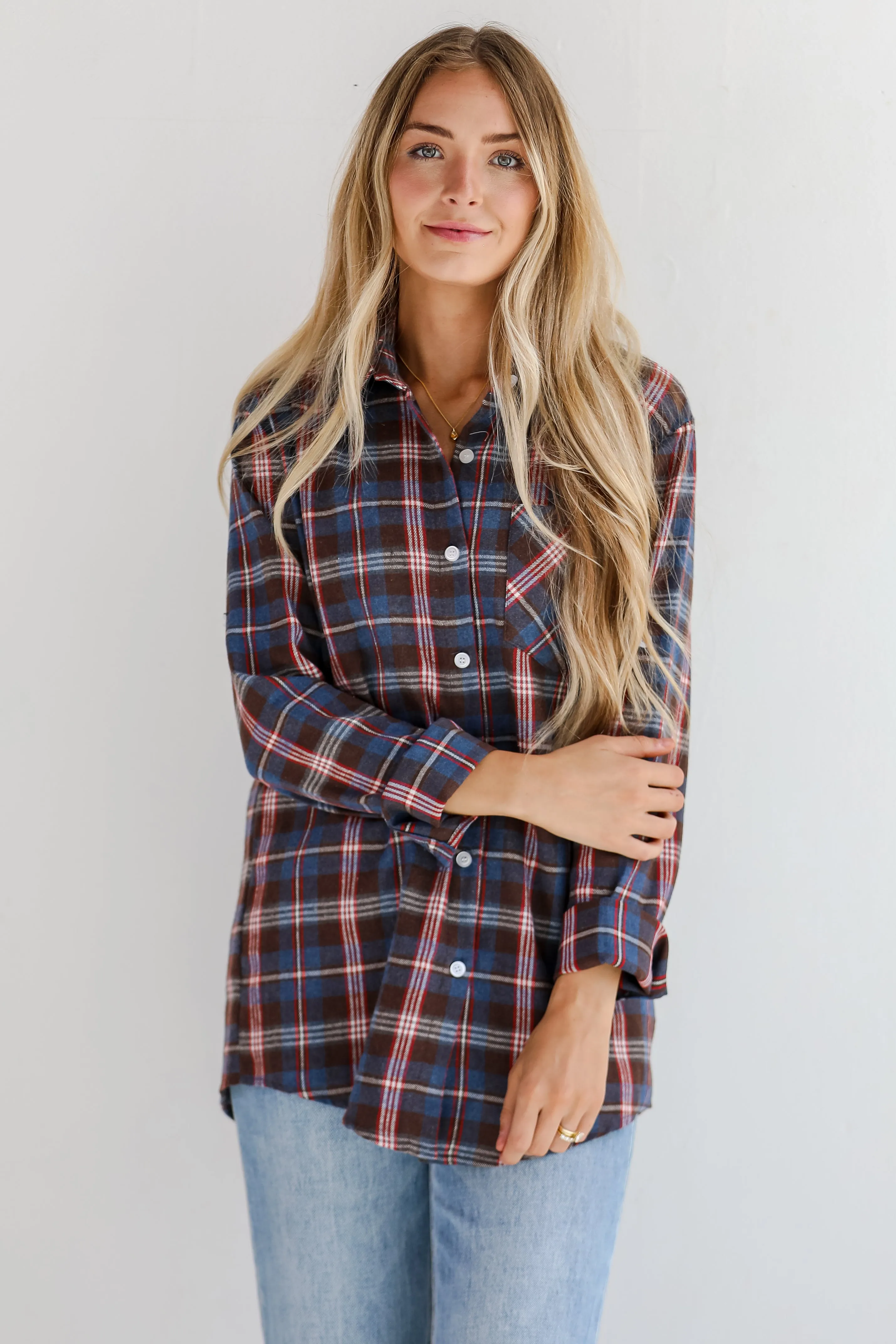 FINAL SALE - Trendy Era Navy Plaid Flannel