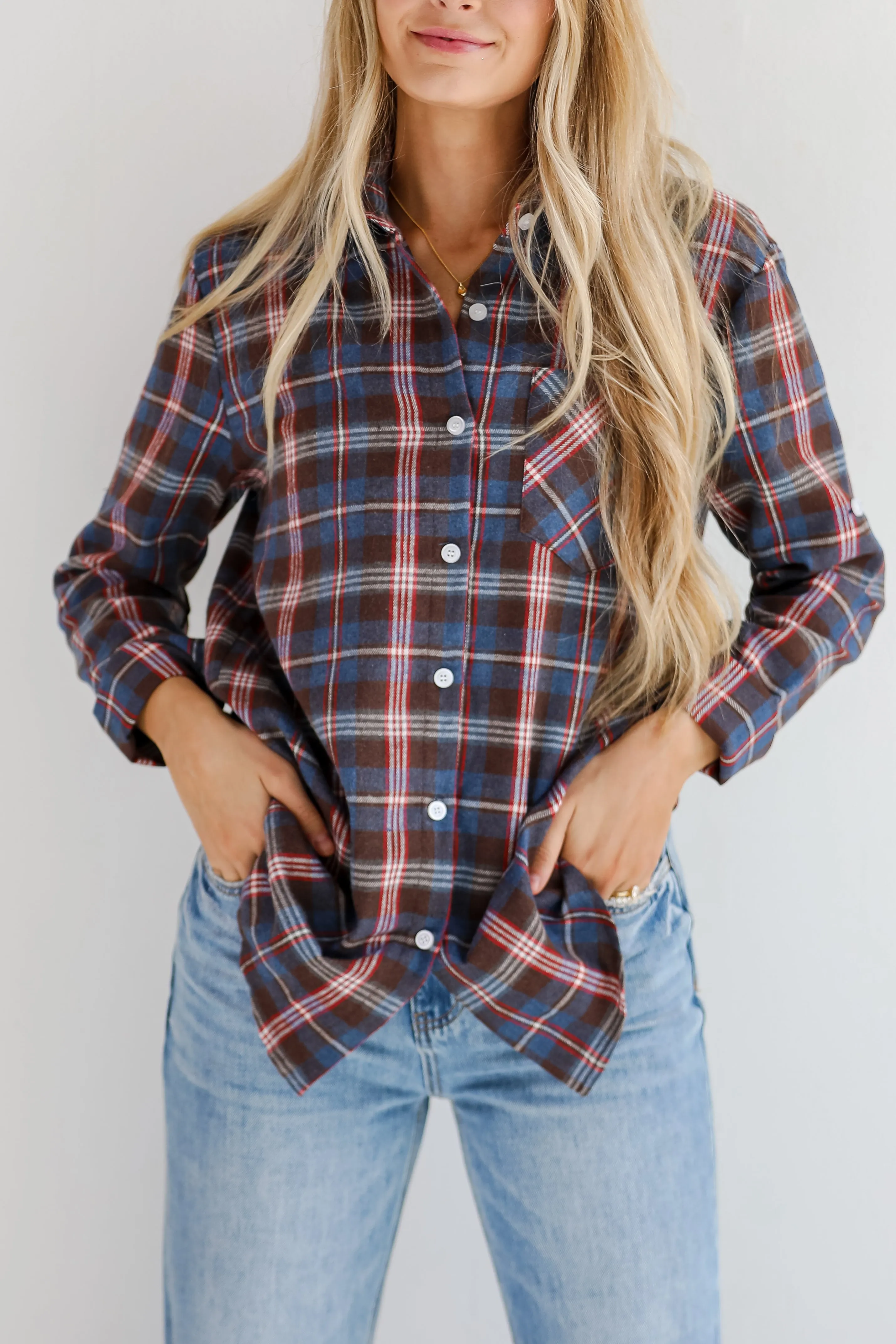 FINAL SALE - Trendy Era Navy Plaid Flannel