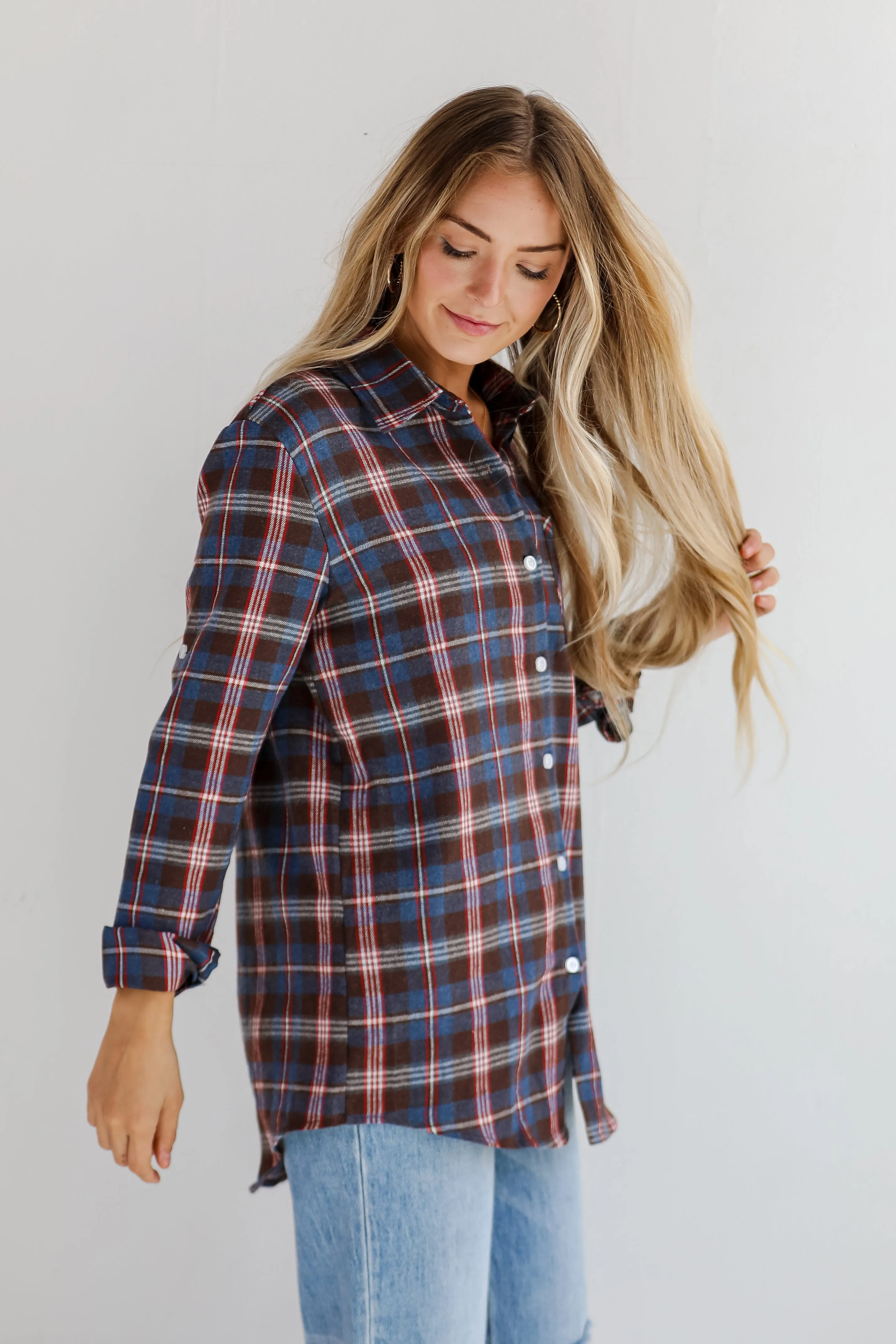 FINAL SALE - Trendy Era Navy Plaid Flannel