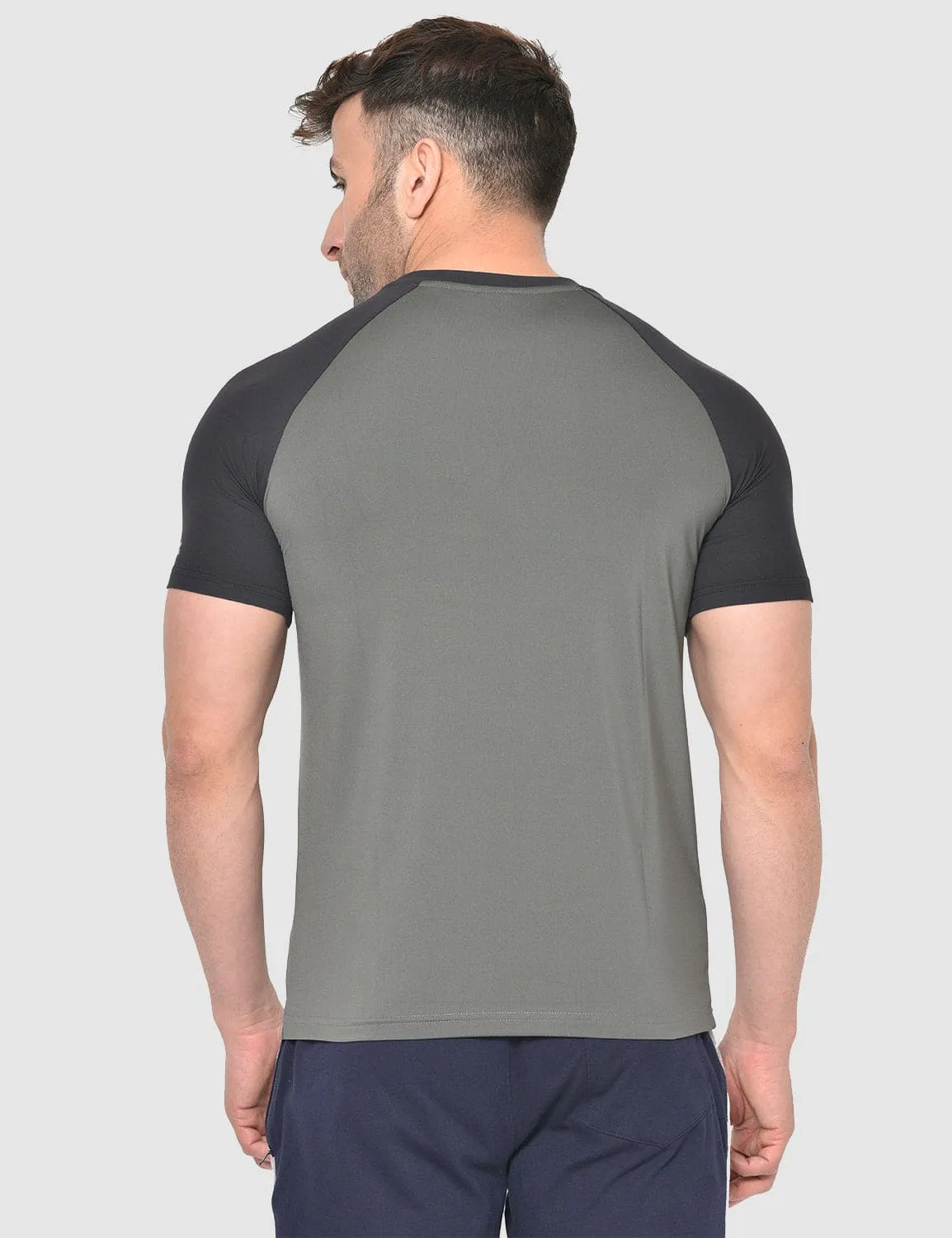 Fitinc Gymwear Grey-Black T-shirt for Men