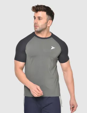 Fitinc Gymwear Grey-Black T-shirt for Men