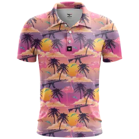 Flamingo Sunset Golf Polo Shirt