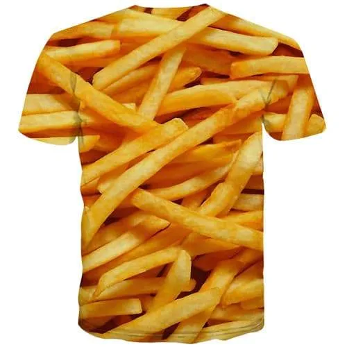 French Fries T-shirt Men Food Tshirts Casual Harajuku Tshirts Cool Funny T-shirts Graphic Gothic Tshirts Novelty Short Sleeve