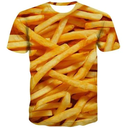 French Fries T-shirt Men Food Tshirts Casual Harajuku Tshirts Cool Funny T-shirts Graphic Gothic Tshirts Novelty Short Sleeve