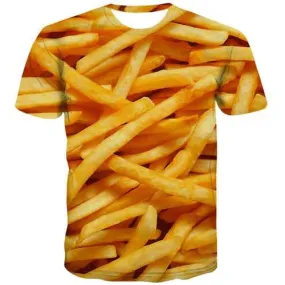 French Fries T-shirt Men Food Tshirts Casual Harajuku Tshirts Cool Funny T-shirts Graphic Gothic Tshirts Novelty Short Sleeve