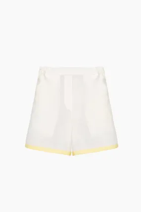 Garrick Embroidered Linen Shorts in Milk