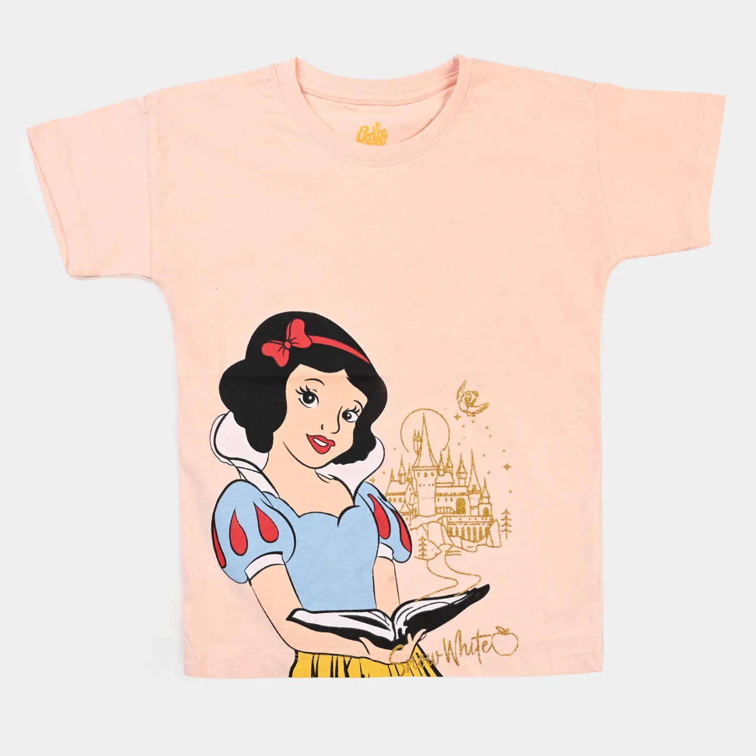 Girls Cotton T-Shirt Character  - Light Peach