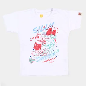 Girls Slub T-Shirt Character - White