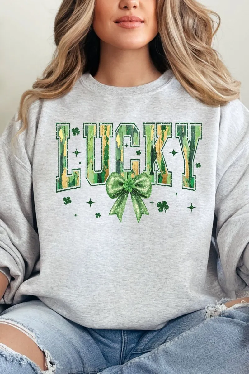 Glitzy Brushed Lucky Heavy-weight Crew Sweatshirt