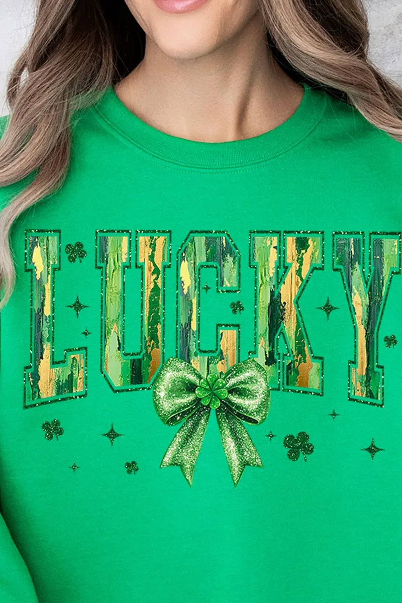 Glitzy Brushed Lucky Heavy-weight Crew Sweatshirt