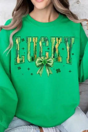 Glitzy Brushed Lucky Heavy-weight Crew Sweatshirt