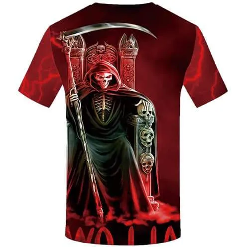 Grim Reaper T shirts Men Metal Tshirts Novelty Skull T-shirts Graphic Lightning Tshirts Cool Galaxy Space Tshirts Casual