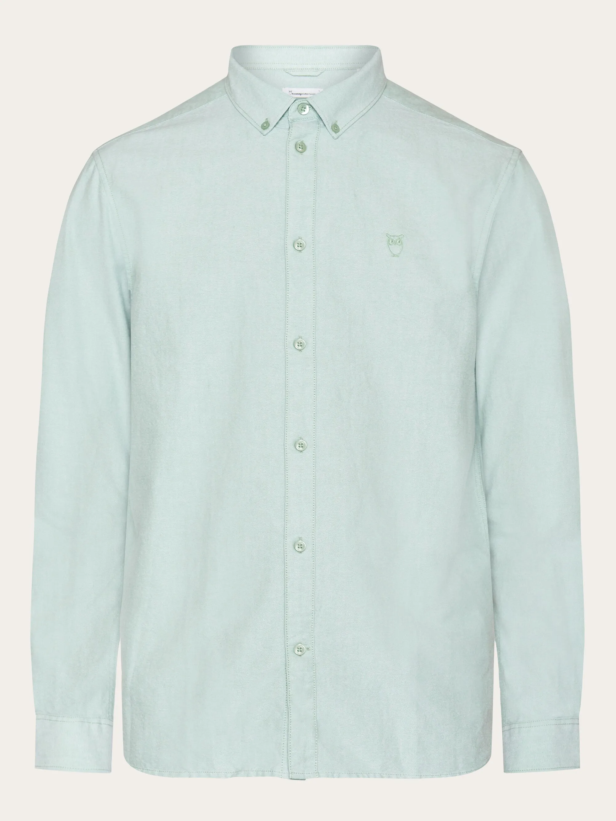 HARALD small owl oxford regular fit shirt - GOTS/Vegan - Shale Green