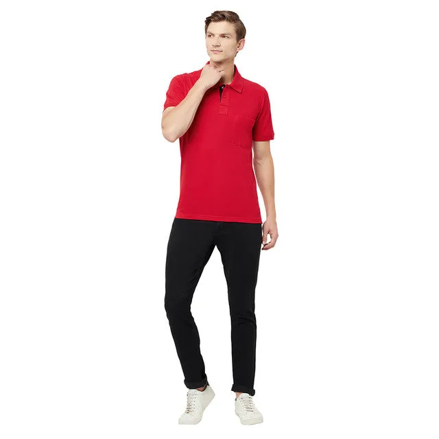 Hiflyers Men'S Solid Tshirts With Pocket Red