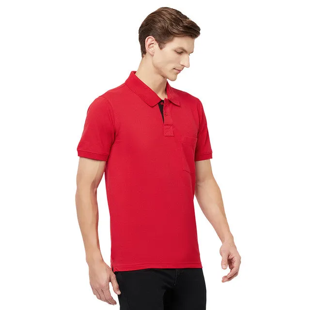 Hiflyers Men'S Solid Tshirts With Pocket Red