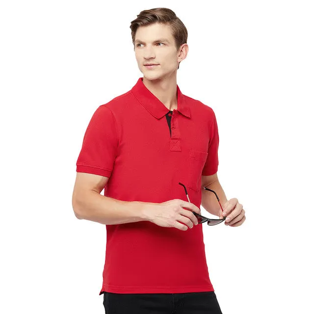 Hiflyers Men'S Solid Tshirts With Pocket Red