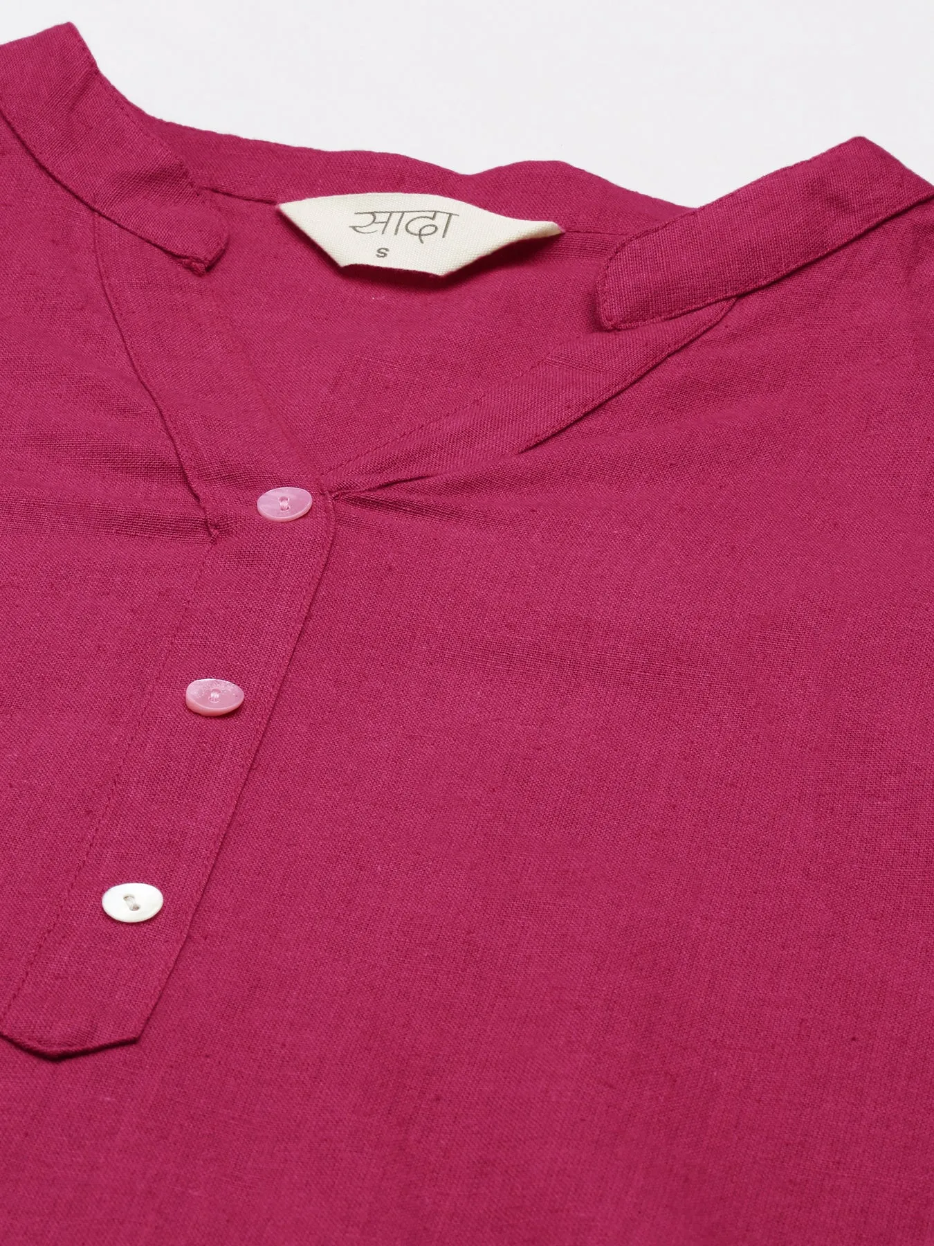 Hot Pink Airy Linen Short Kurta