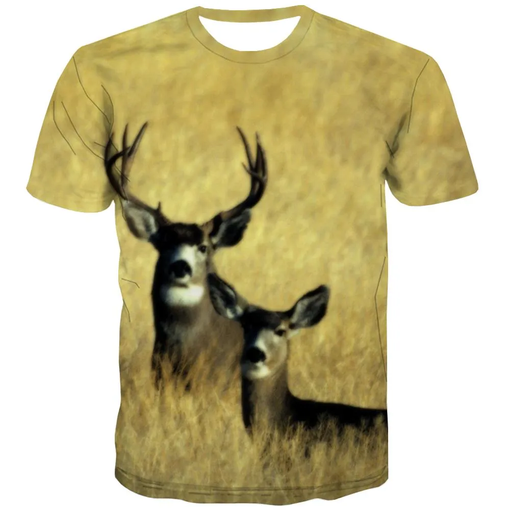 Hunting T-shirt Men Jungle Shirt Print Deer T shirts Funny Shooter Tshirts Novelty Camouflage Tshirts Cool