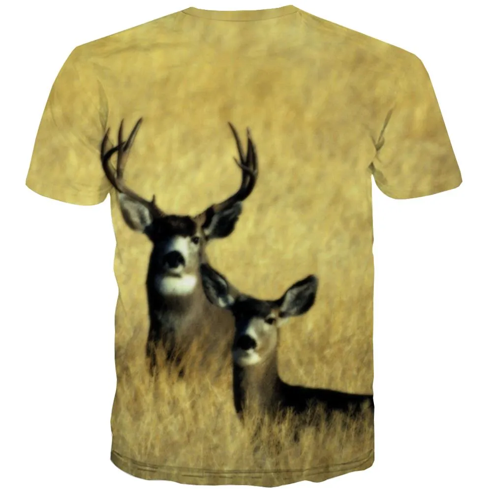 Hunting T-shirt Men Jungle Shirt Print Deer T shirts Funny Shooter Tshirts Novelty Camouflage Tshirts Cool