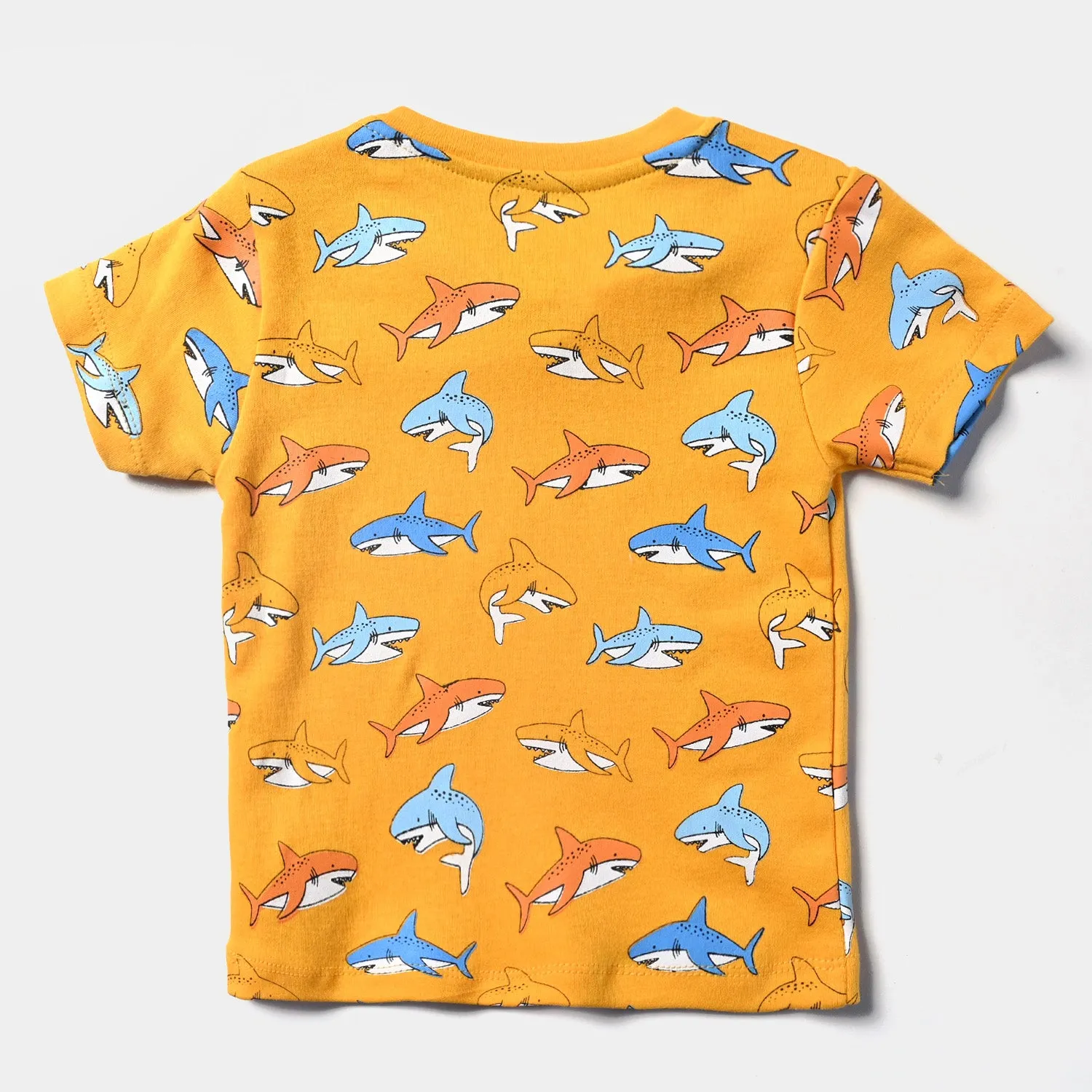 Infant Boys Cotton Interlock 2 Piece Set Baby Shark-Citrus