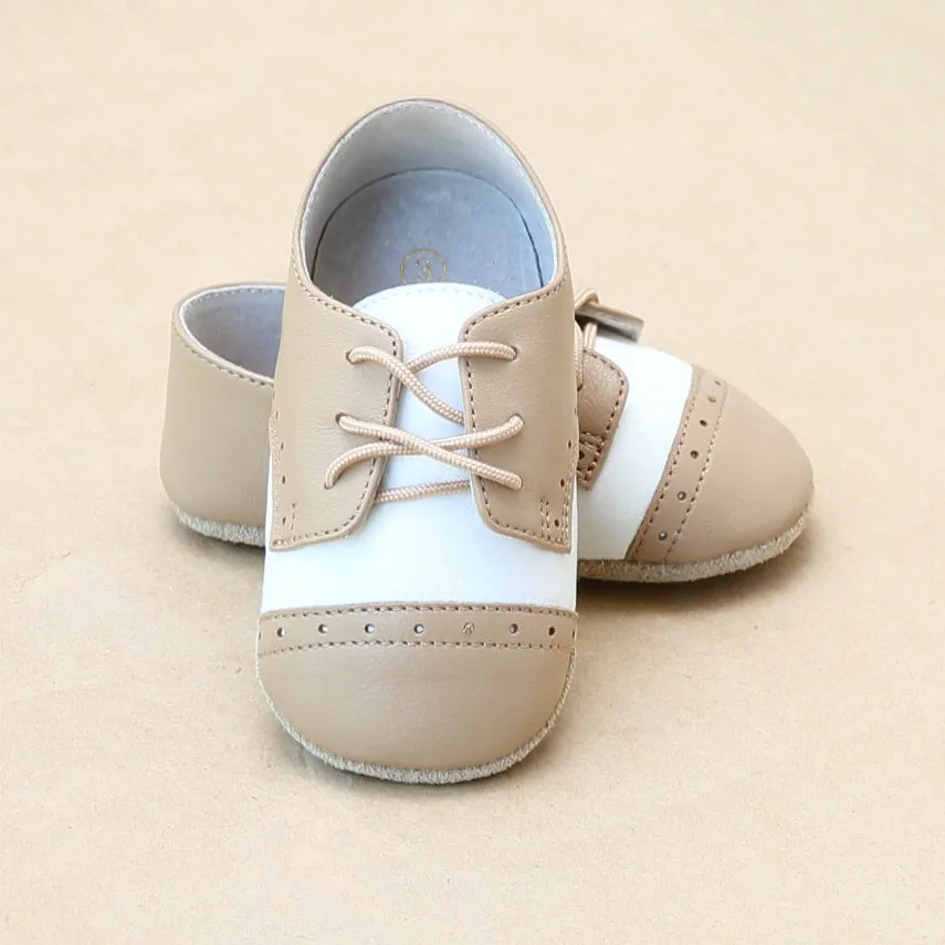 Infant Boys Leather Saddle Derby Crib Shoe