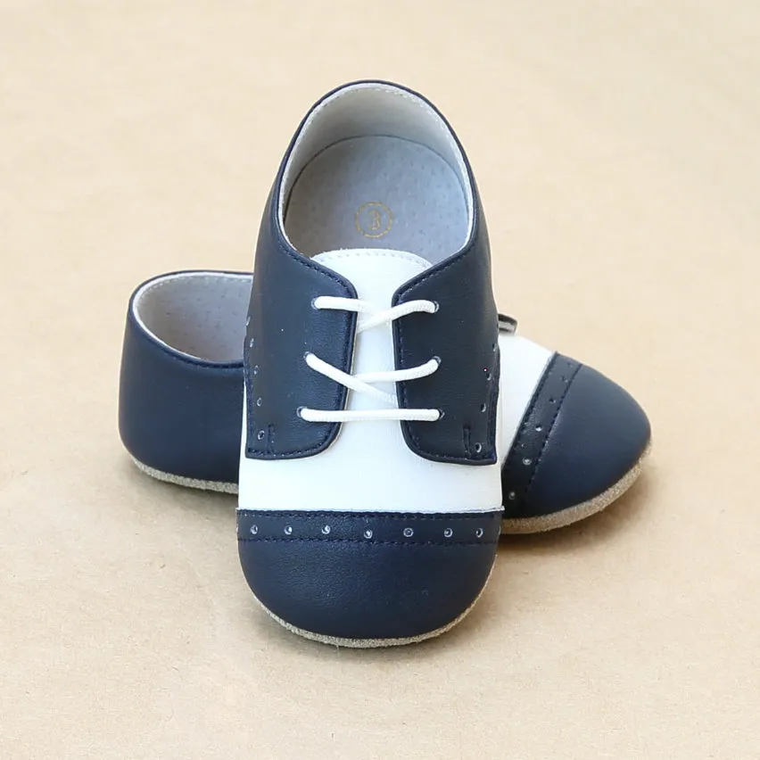 Infant Boys Leather Saddle Derby Crib Shoe