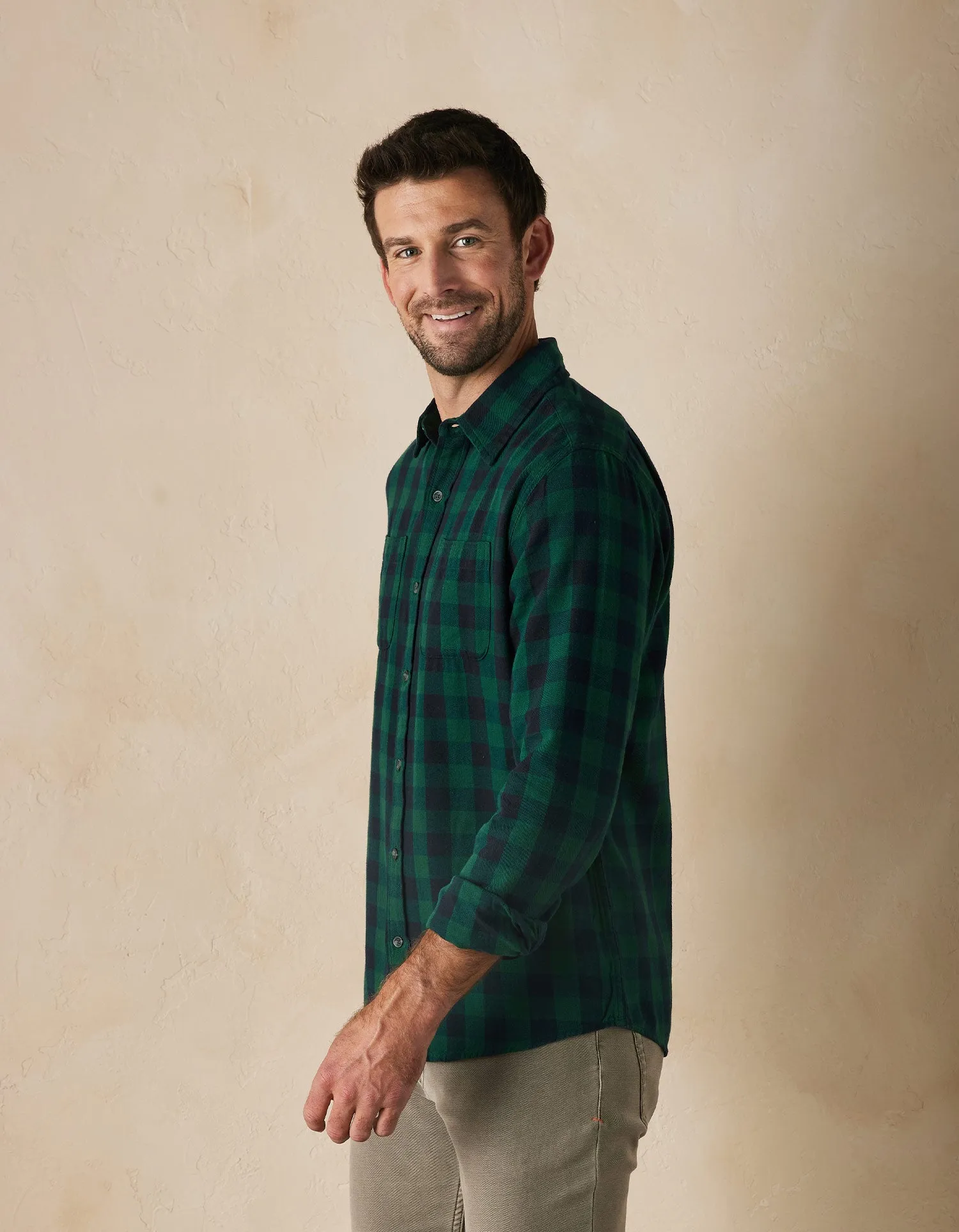 Jackson Lightweight Flannel in Green Check