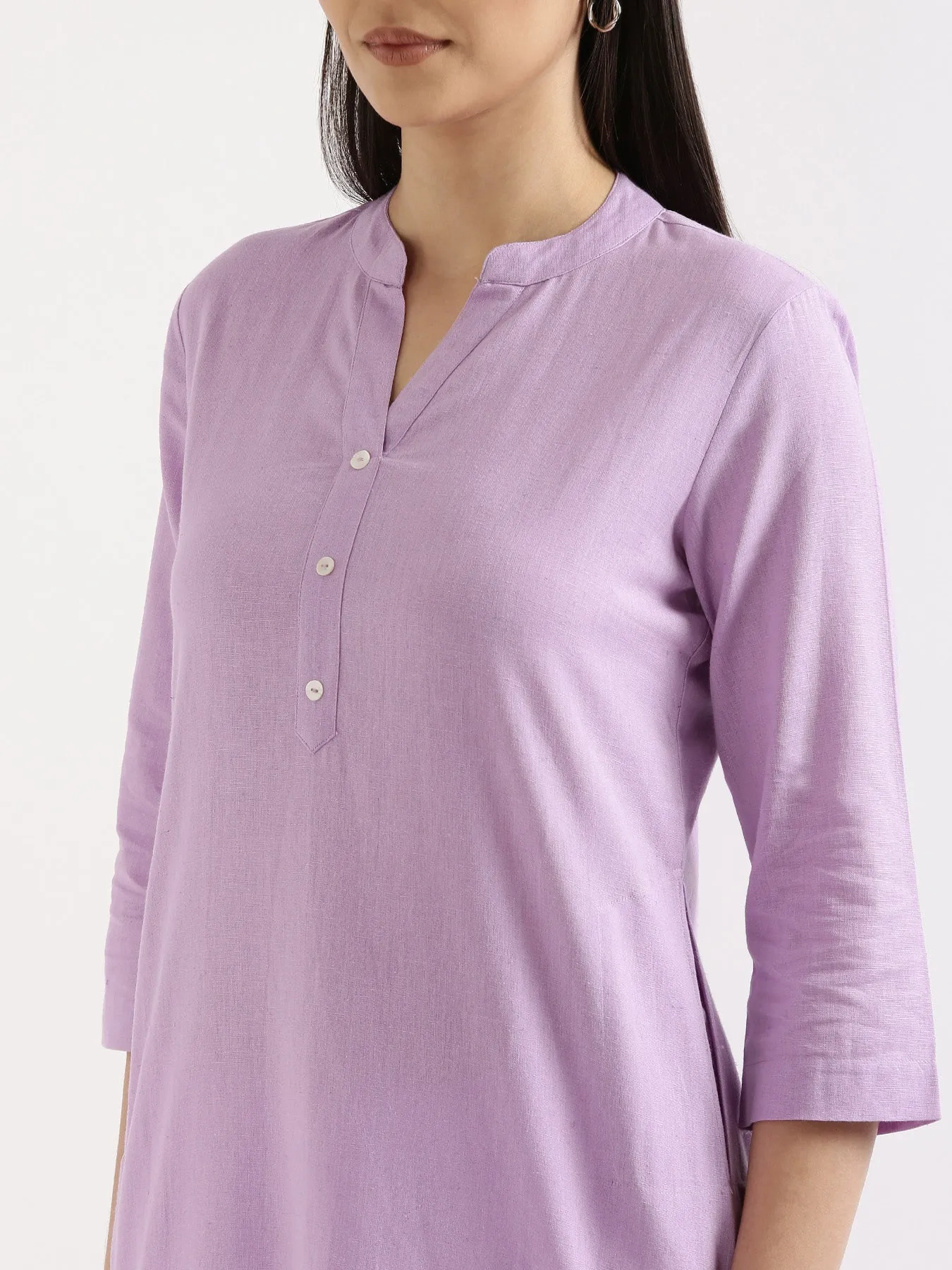 Lilac Airy Linen Long Kurta