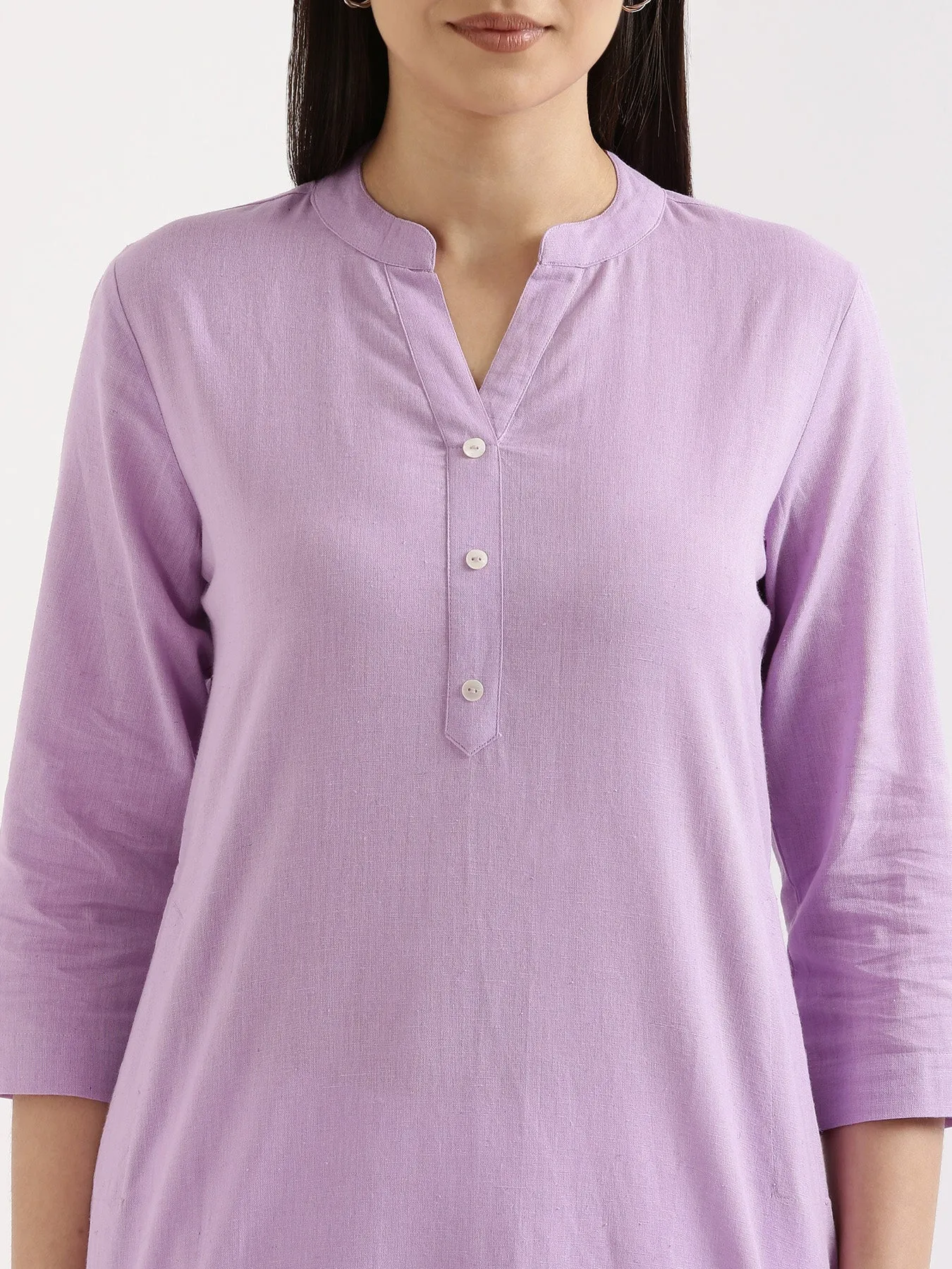 Lilac Airy Linen Long Kurta