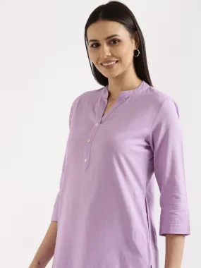 Lilac Airy Linen Long Kurta