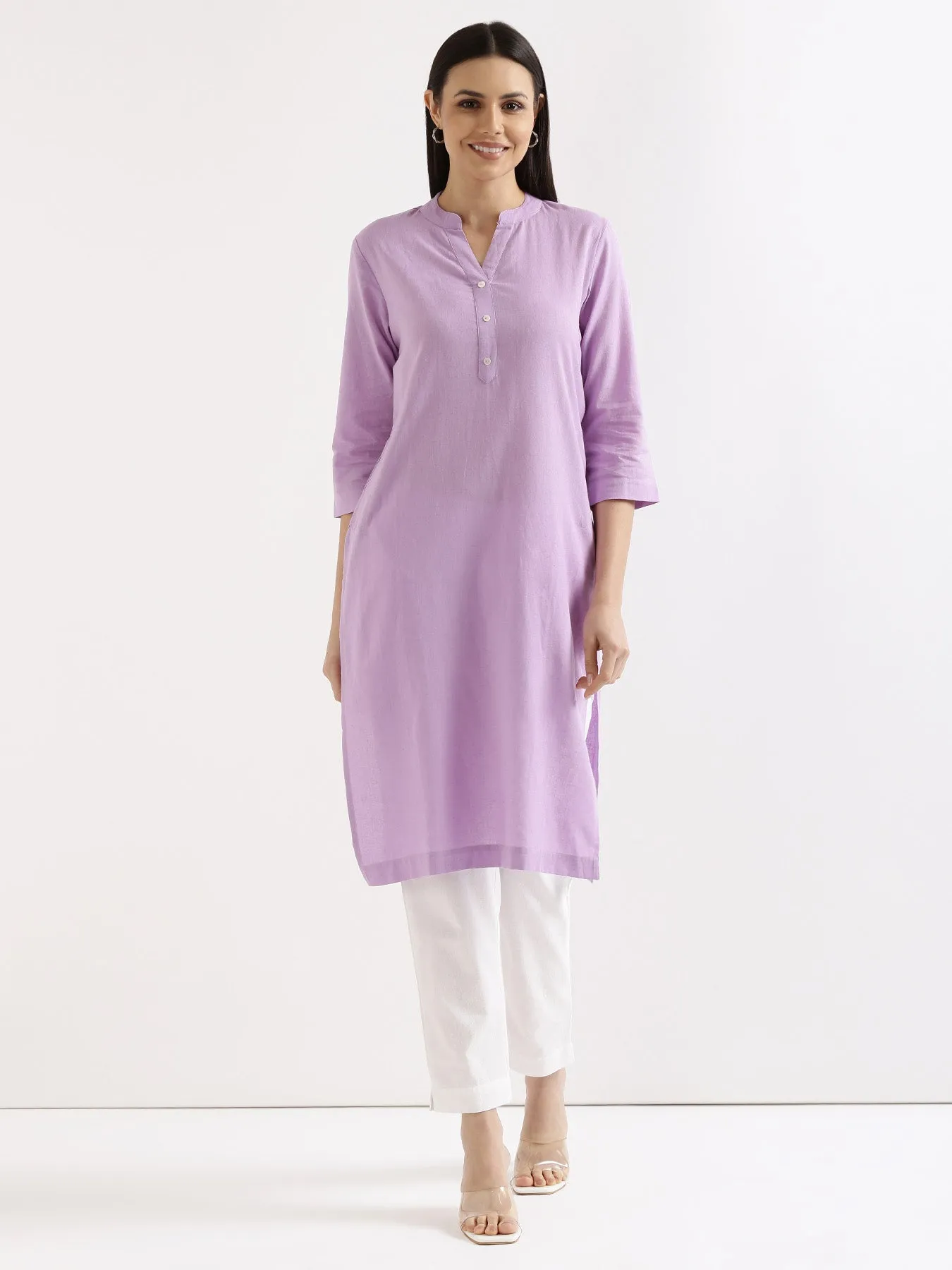 Lilac Airy Linen Long Kurta