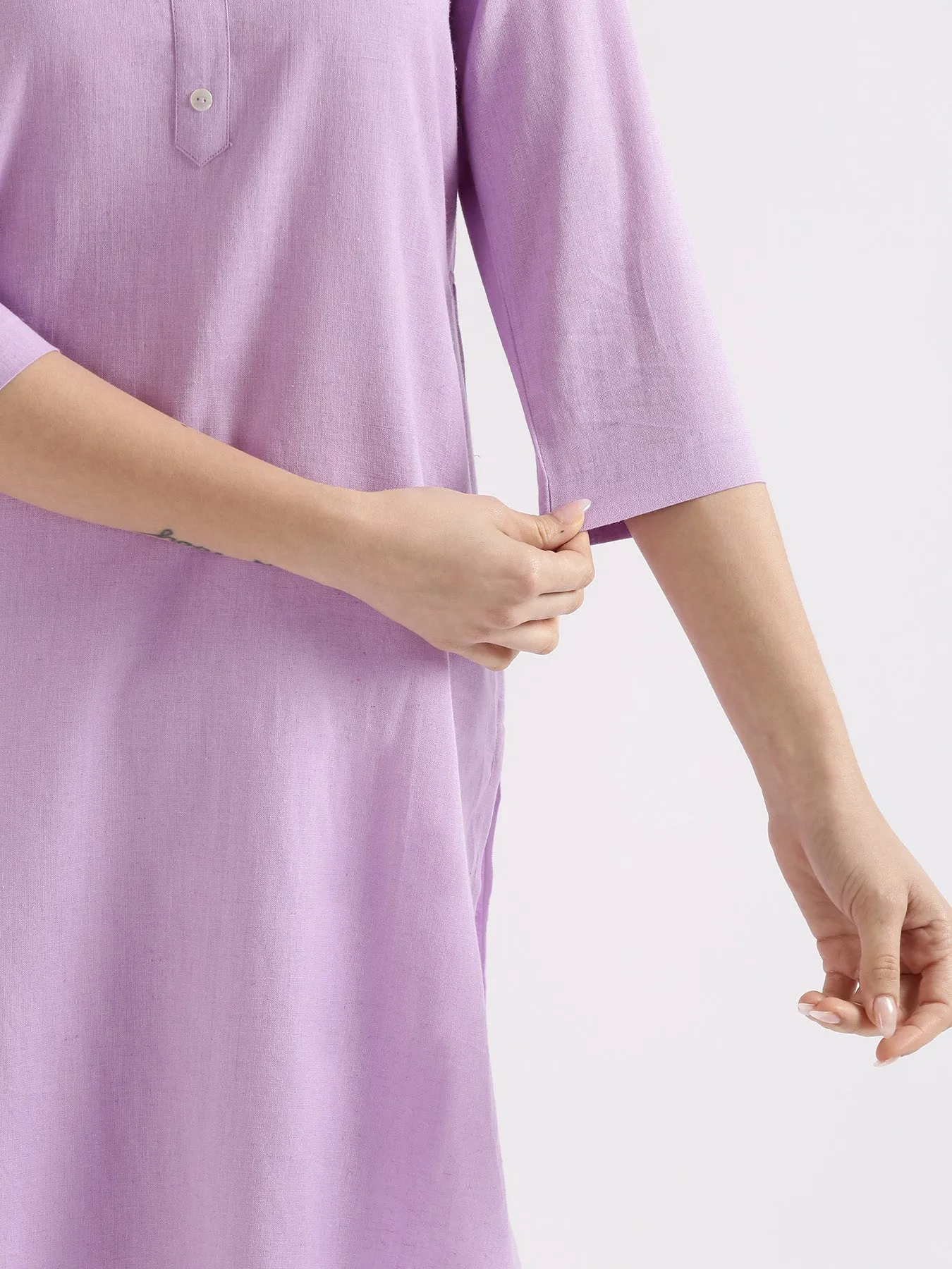 Lilac Airy Linen Long Kurta