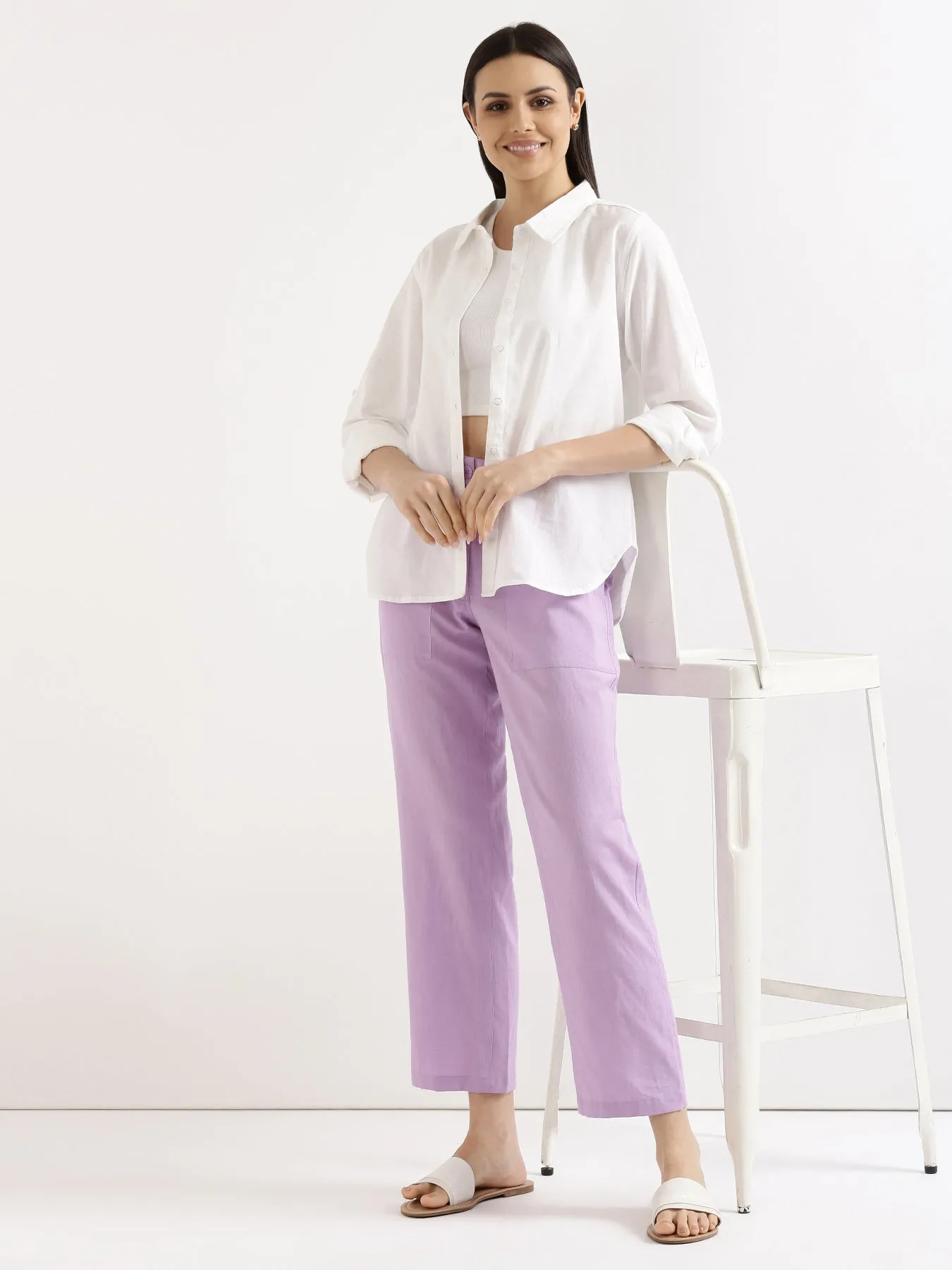 Lilac Airy Linen Pants