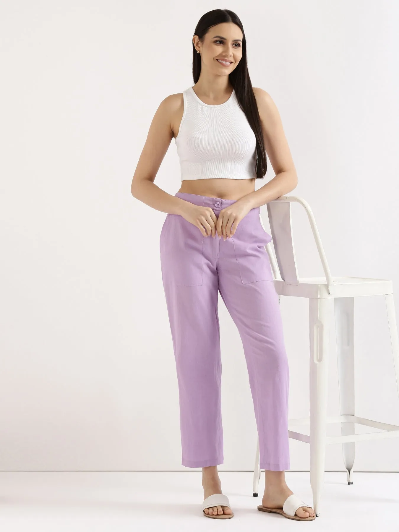 Lilac Airy Linen Pants