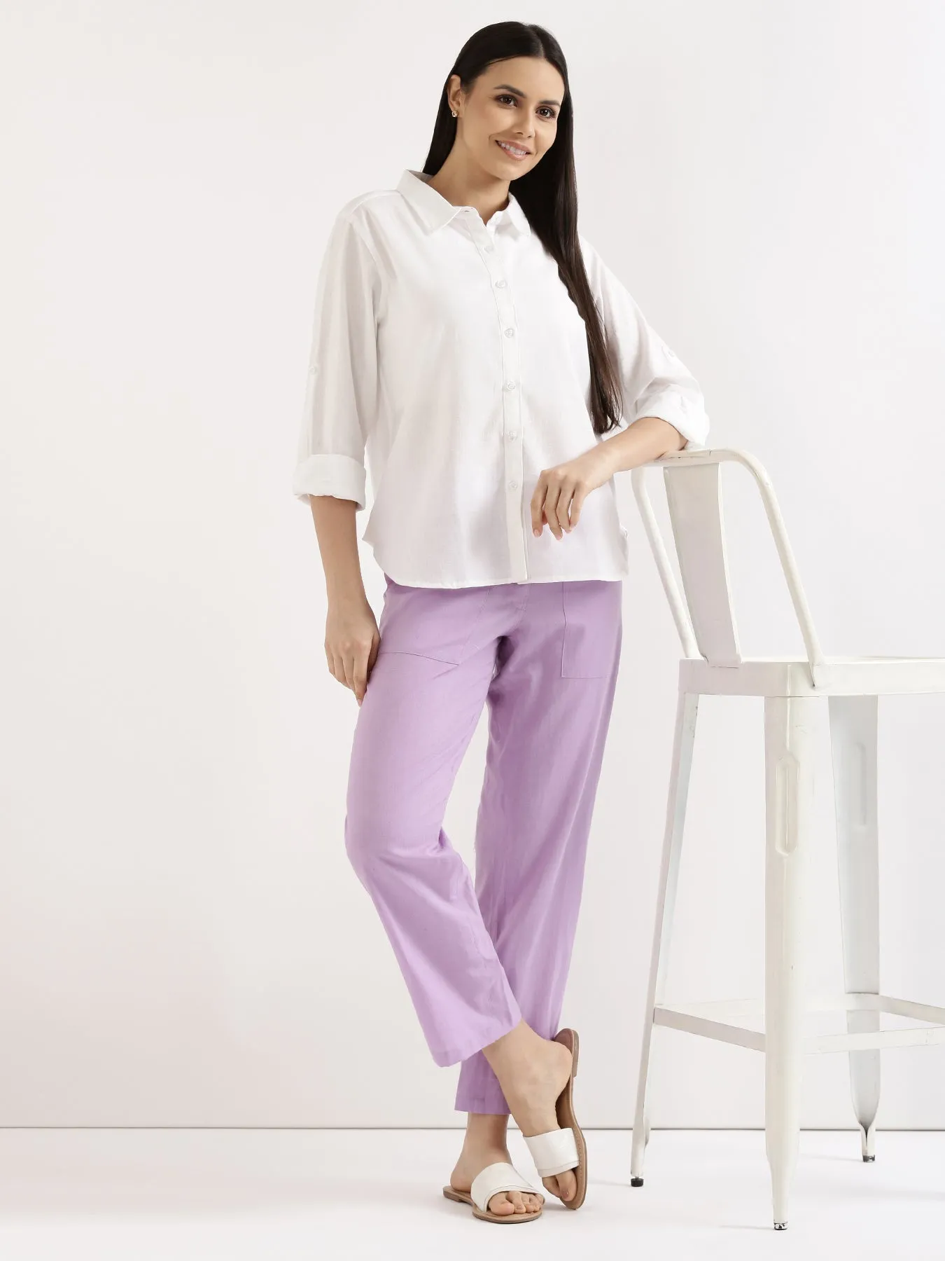 Lilac Airy Linen Pants