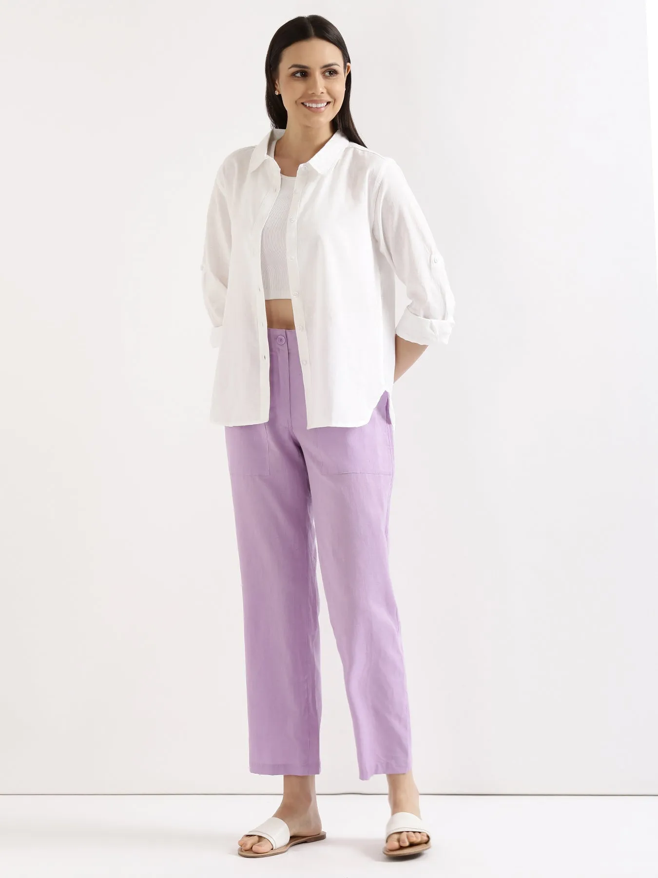 Lilac Airy Linen Pants