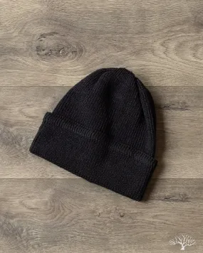 Linen Waffle Watch Cap - Black