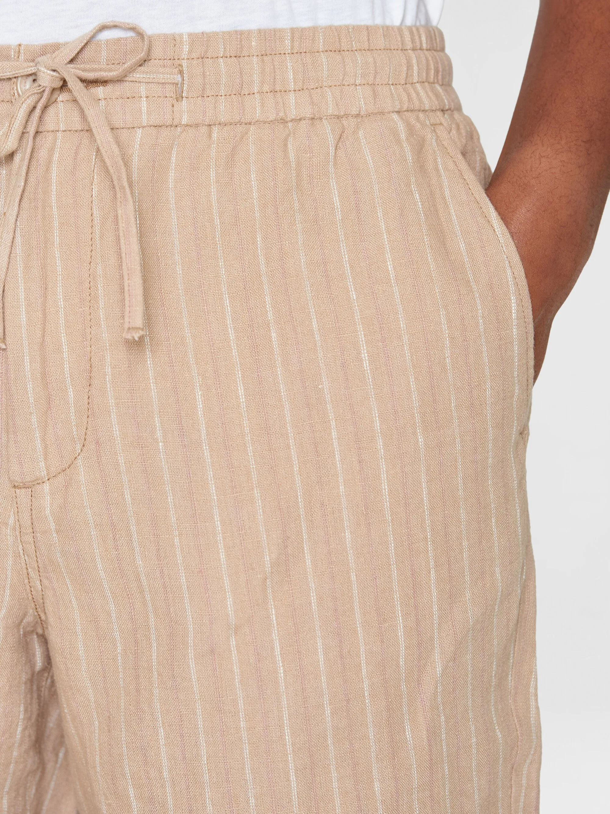 Loose striped shorts - Beige stripe