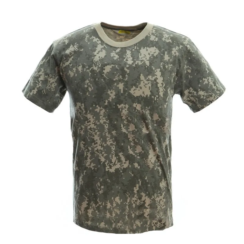 MEGE Summer Cotton T-shirt, Men Military Dry Camo Camp Tees, Camouflage Breathable Tactical  Army Trainning Combat T Shirt