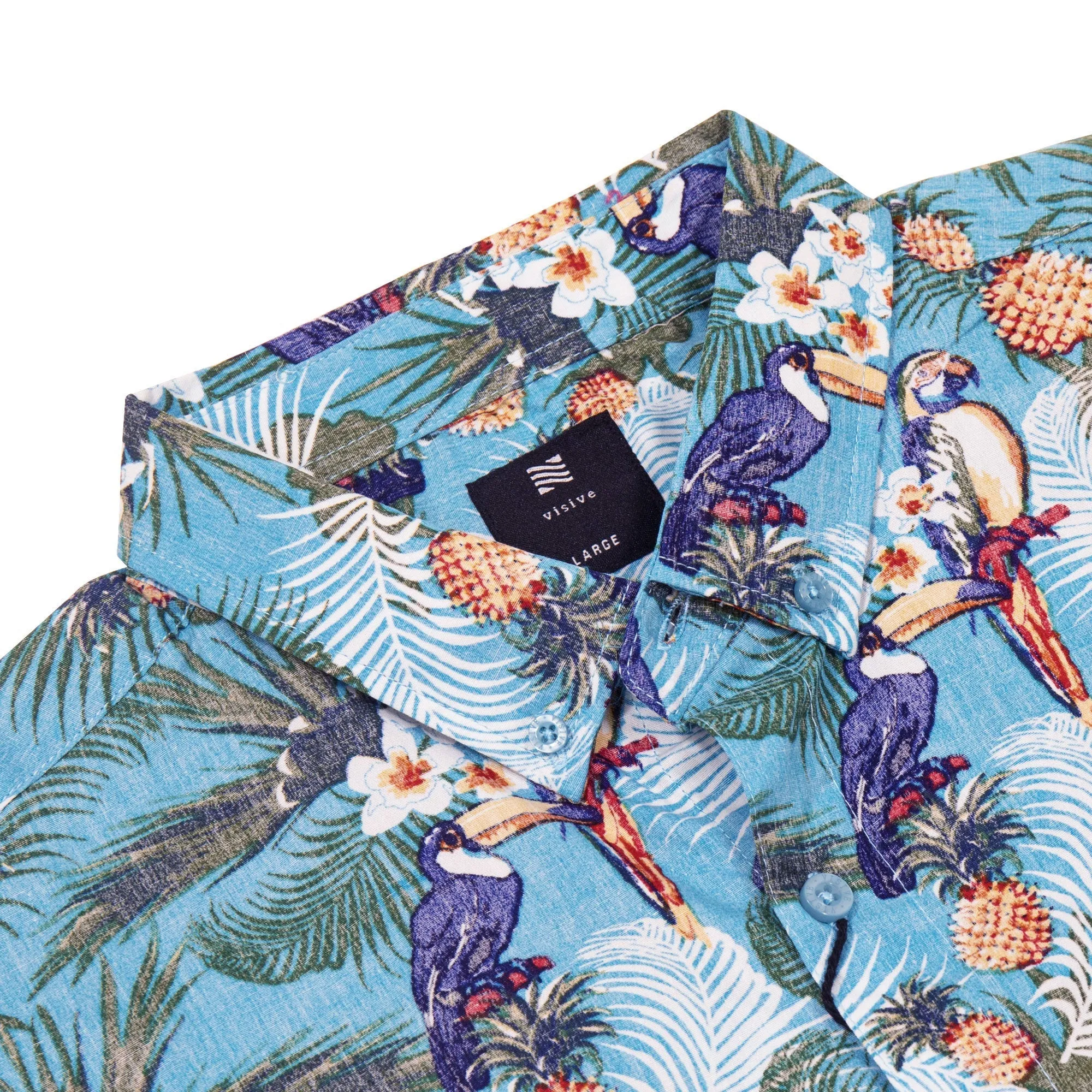 Mens Button Down Shirt - Reverse Parrot Pineapples