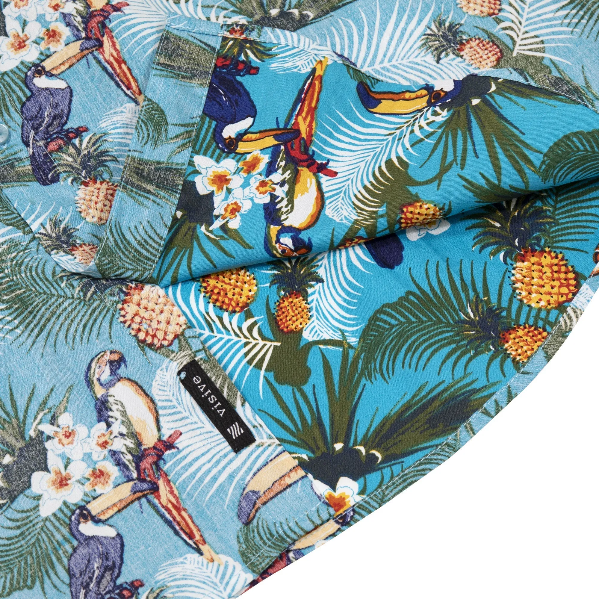 Mens Button Down Shirt - Reverse Parrot Pineapples