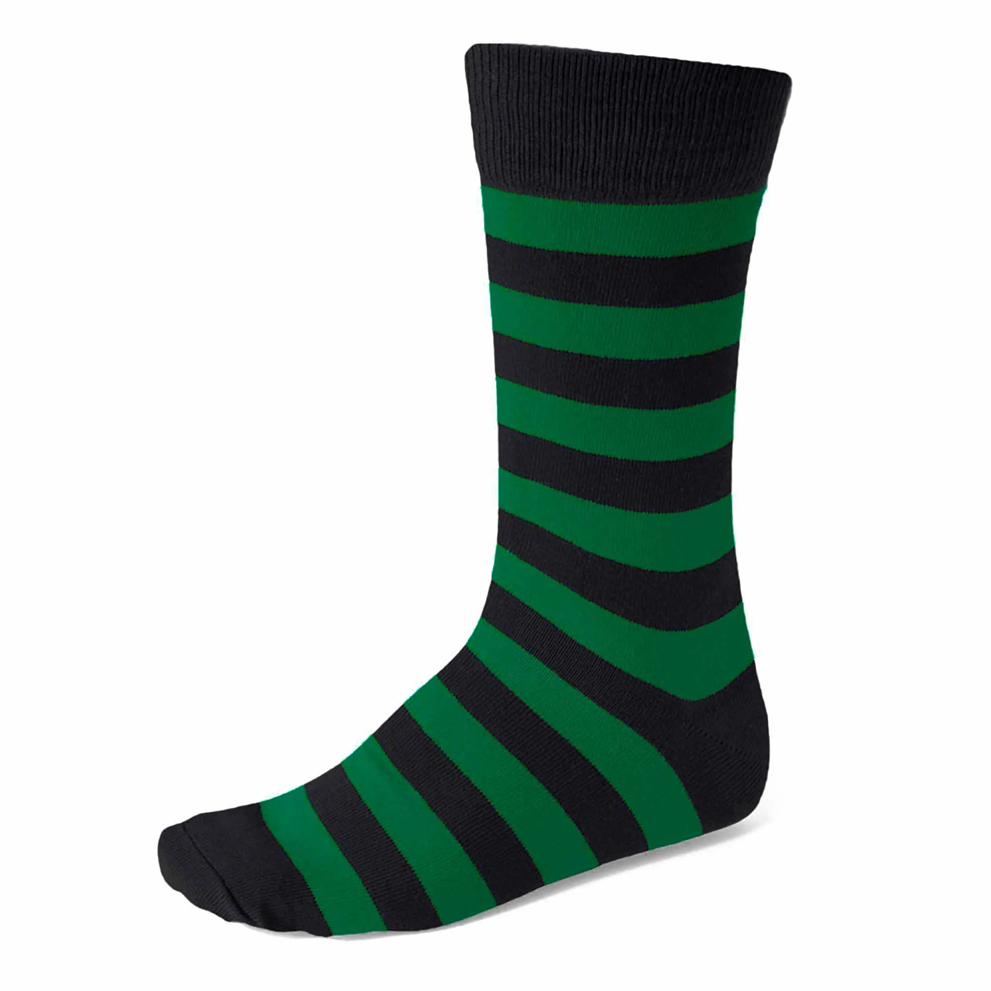 Men's Kelly Green and Black Striped Socks