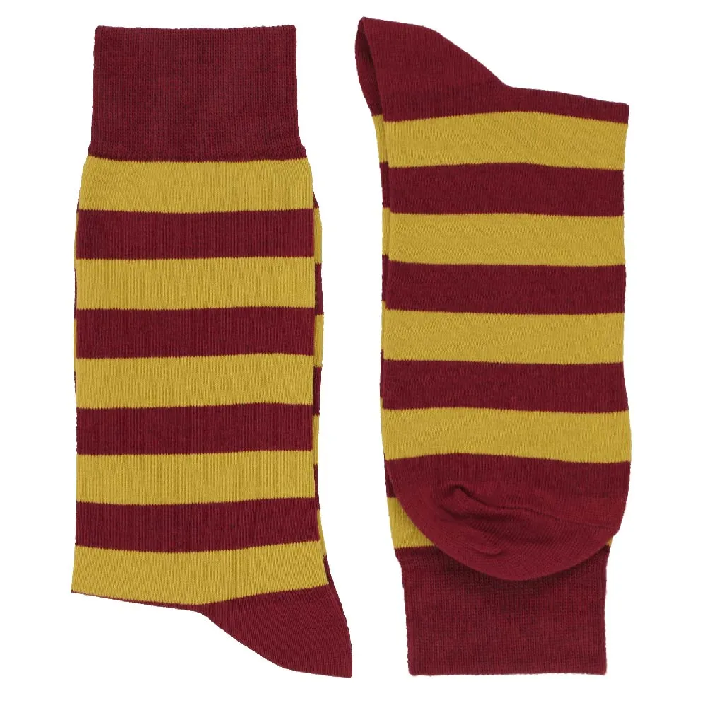 Men's Maroon and Gold Striped Socks