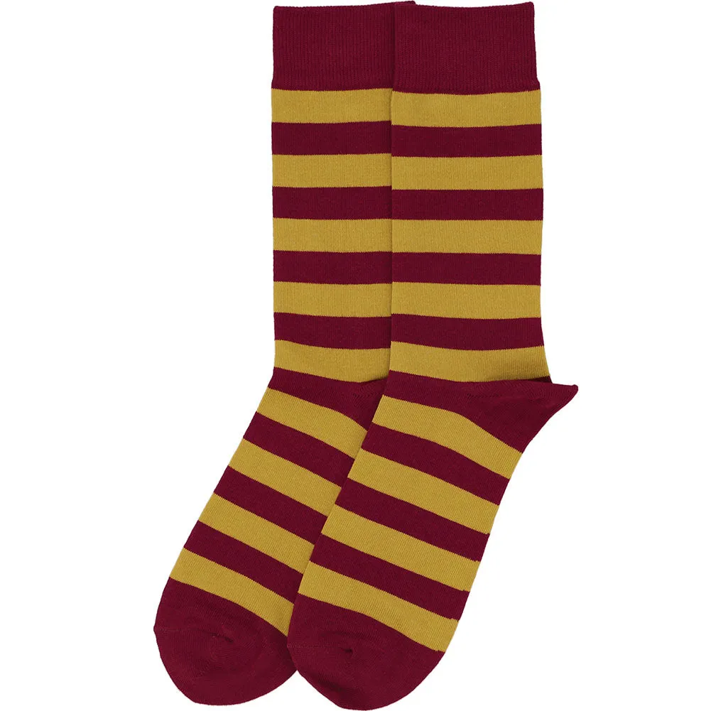 Men's Maroon and Gold Striped Socks